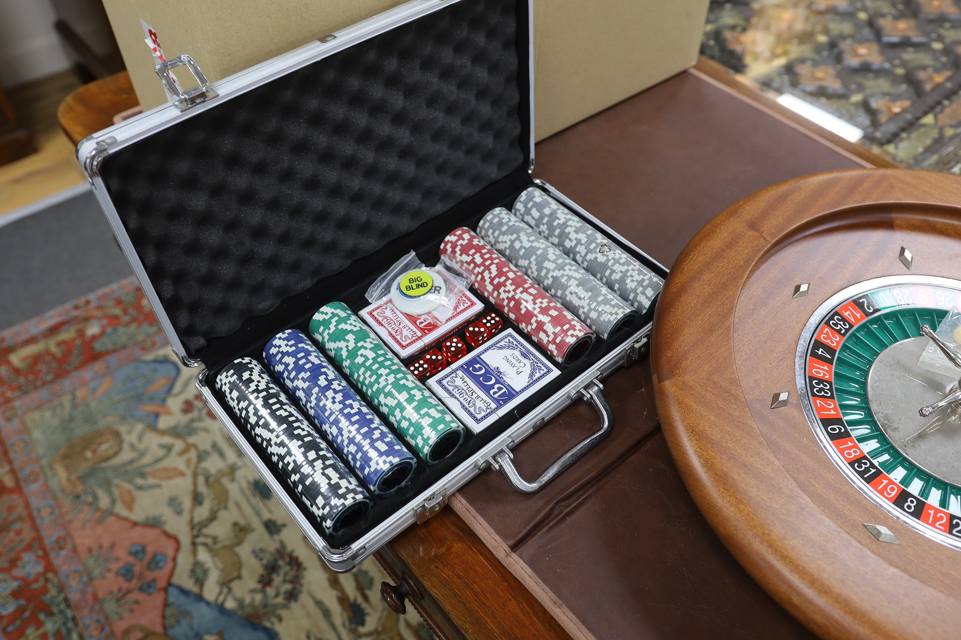 A Dal Negro Montecarlo mahogany roulette wheel with full accessories